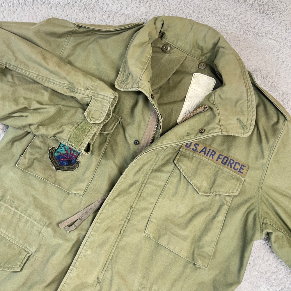 Vintage M-65 Field Jacket OG-107 Large Long USAF Serval Brass Zip Military Coat